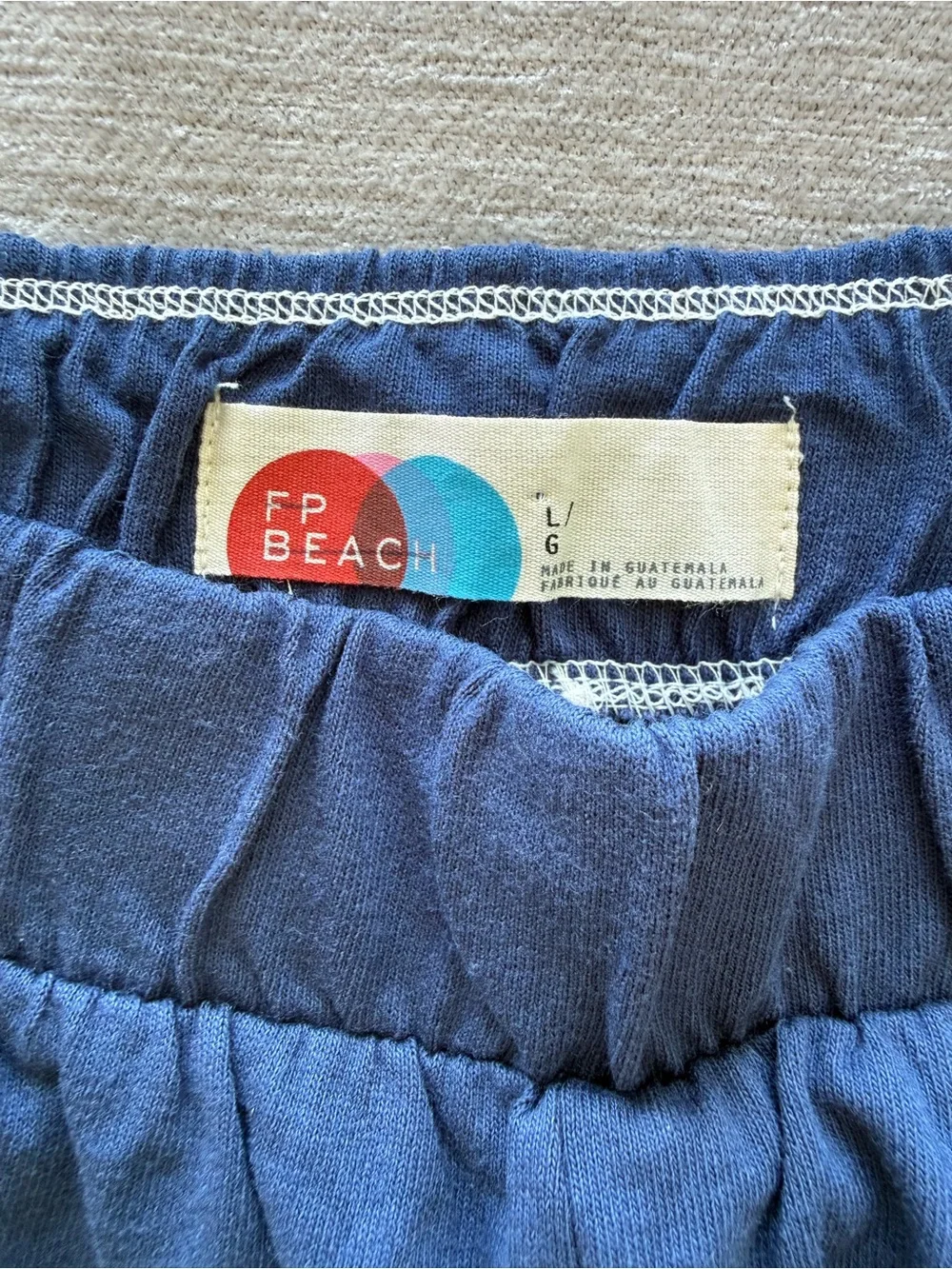 Free People Beach Navy Cotton Pull On Shorts Elastic Waist Pockets Size‎ L&S